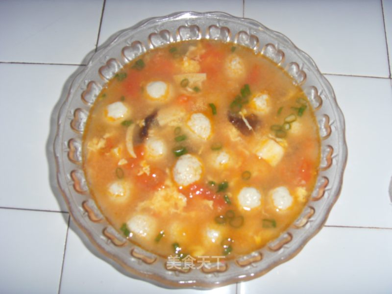 Tomato Egg Flower Fish Yuan Soup recipe