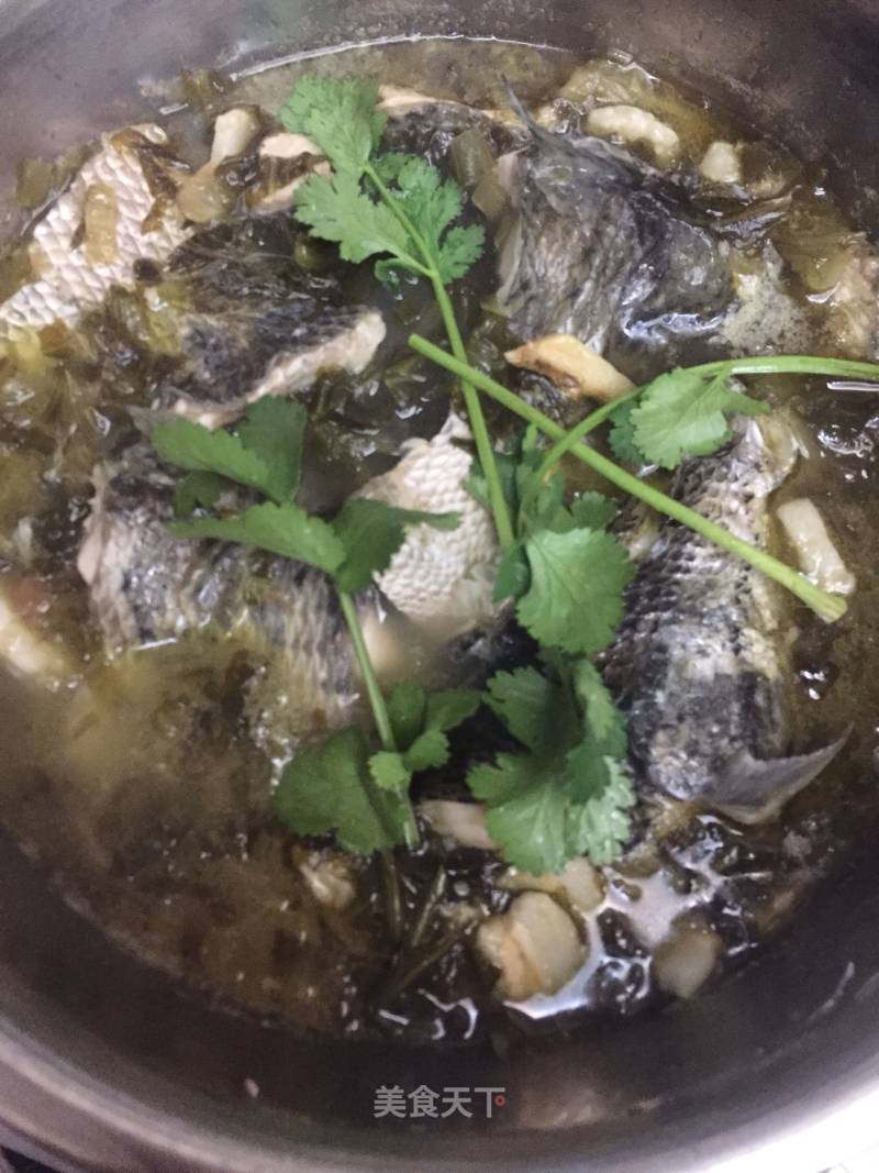 Sauerkraut Pork Belly and Raw Fish in Clay Pot