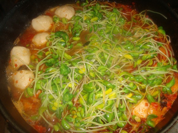 Chicken Balls and Boiled Bean Sprouts recipe