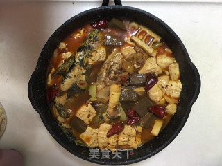 Stewed Fish with Duck Blood, Tofu and Bamboo Shoots recipe