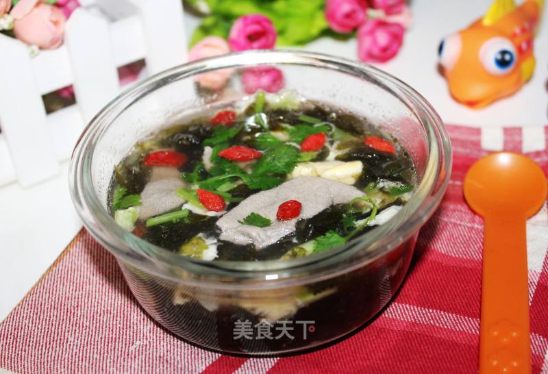 Pork Liver and Seaweed Egg Drop Soup recipe