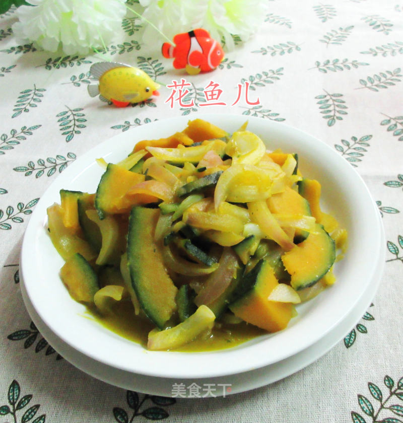 Fried Japanese Pumpkin with Onions
