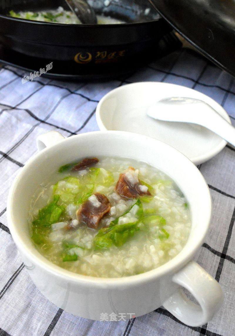 Lettuce Congee with Cured Lean Pork recipe