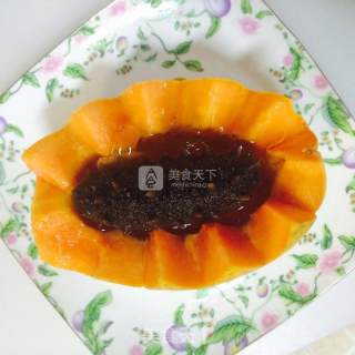 Papaya, Sea Cucumber, Peach Gum, Snow Lotus Seed Boat recipe