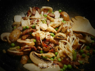 Braised Tofu with Assorted Mushrooms and Bacon recipe