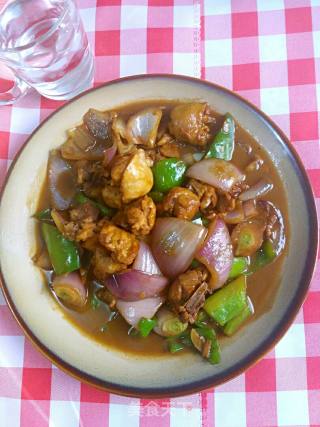 Stir-fried Chicken Thigh with Onion and Green Pepper recipe