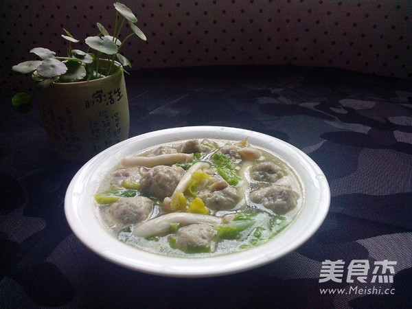 Seafood, Mushroom, Cabbage and Meatball Soup recipe