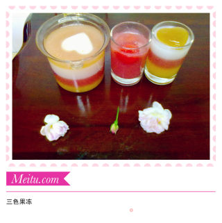 Combination of Three-color Jelly [mango Jelly, Strawberry Jelly, Coconut Jelly] recipe