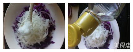 Purple Cabbage Mixed with Shredded Radish recipe