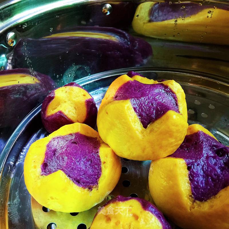 Pumpkin and Purple Sweet Potato Mantou