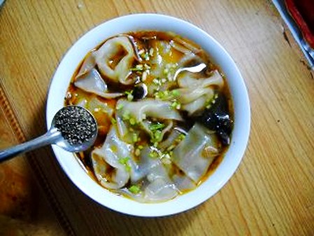 Sour Soup and Fresh Pork Wontons recipe