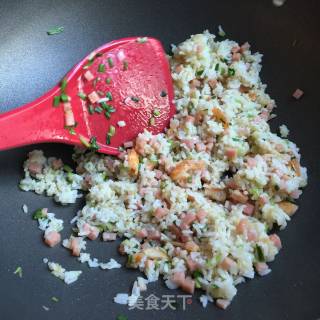 Fried Rice with Okra Shrimp and Ham recipe