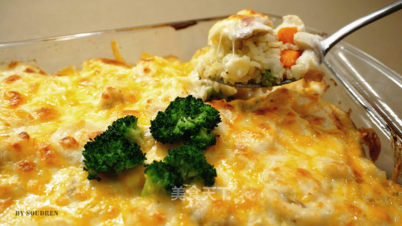 Double-down Cheese Baked Seafood Rice recipe