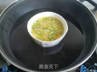 Steamed Egg with Asparagus and Shrimp Skin recipe