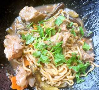 Braised Noodles with Spare Ribs and Eggplant recipe