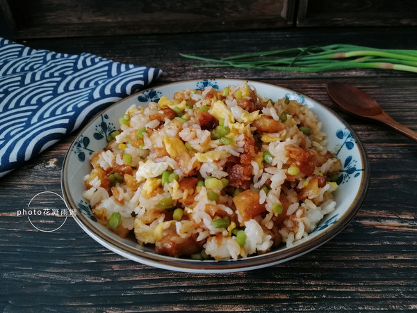 Fried Rice with Fritters and Egg recipe