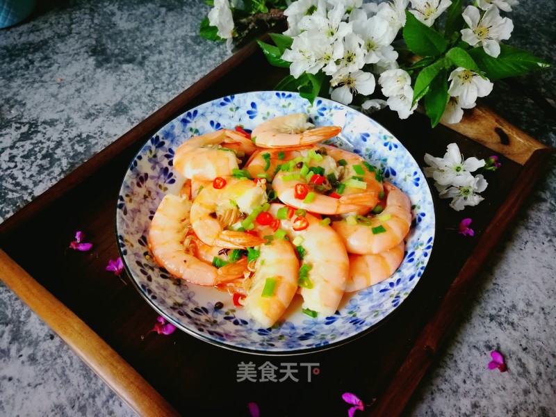 Fried Prawns with Scallion Oil