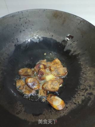 Fried Sausage with Snow Pea recipe
