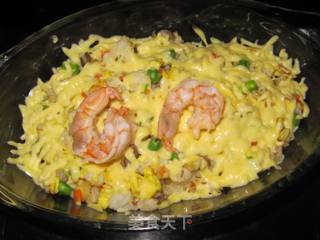 Baked Rice with Cheese and Shrimp recipe
