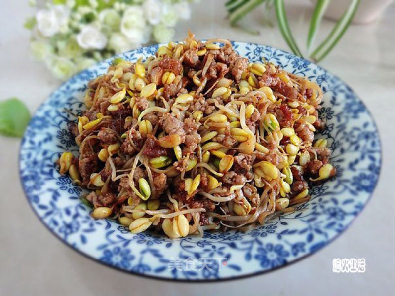 Stir-fried Soy Sprouts with Minced Meat recipe