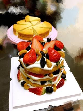 European and American Vanilla Cream Naked Cake (strawberry Blueberry Fruit Cake) recipe