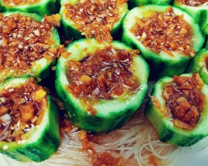 Steamed Loofah with Garlic Vermicelli recipe