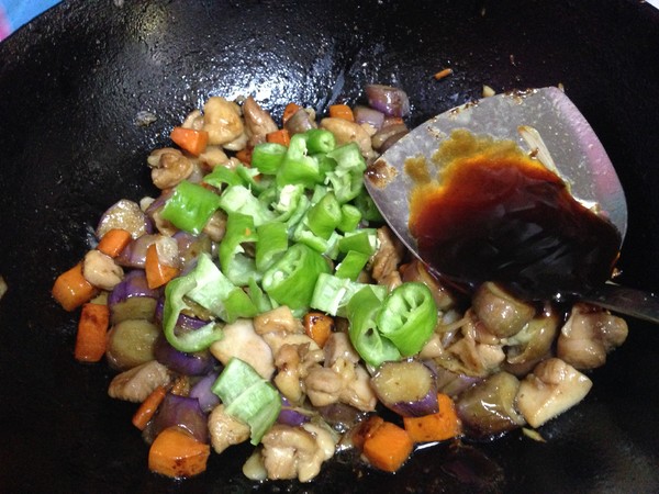 Stir-fried Chicken with Three Vegetables in Oyster Sauce recipe