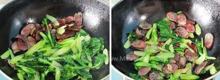 Stir-fried Sausage with Chinese Kale recipe