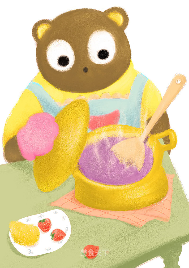 [hand-painted Recipe] Fresh and Refreshing, Nutritious and Healthy Fruit Porridge with Coconut Fragrant Fruit Porridge recipe