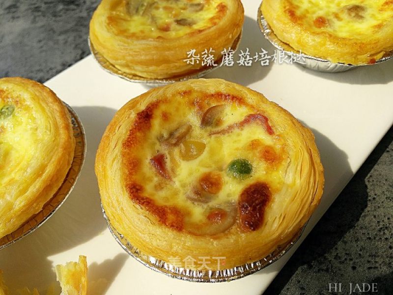 Mixed Vegetables, Mushroom and Bacon Tart (tart Version) recipe