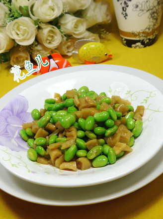 Fried Edamame with Dried Radish recipe