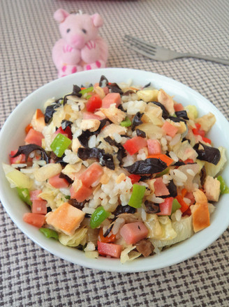 Fried Rice with Ham and Chicken