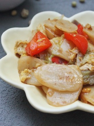 Stir-fried Rice Cake with Mixed Vegetables and Shallot Sauce recipe