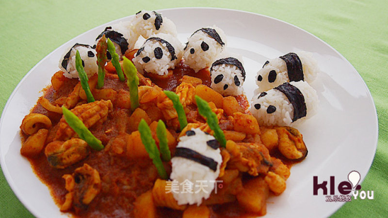 Cute Cat Curry Seafood Rice recipe