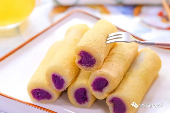 Glutinous Rice and Purple Potato Rolls Baby Food Supplement Recipe recipe