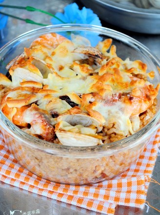Cheese and Seafood Baked Rice recipe