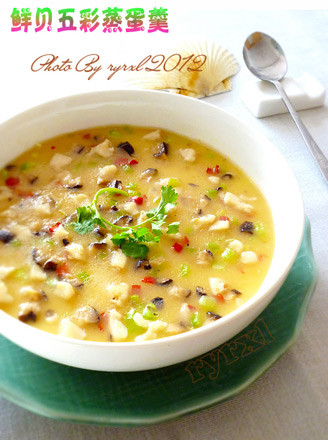 Colorful Steamed Custard with Fresh Shells recipe