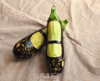 Carving Eggplant Embroidered Shoes Recalling Childhood recipe