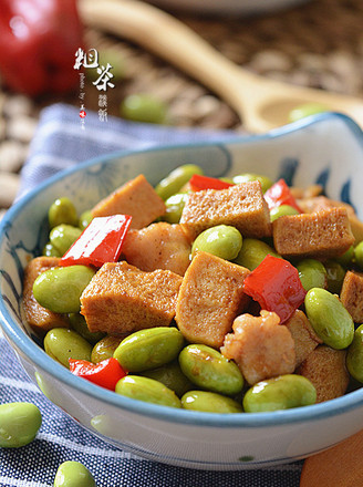 Stir-fried Diced Beans with Edamame and Rice recipe