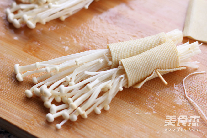 Grilled Enoki Mushrooms with Tofu Skin recipe