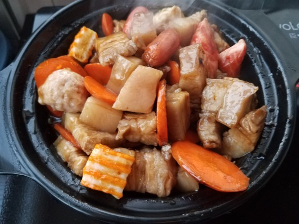 Teriyaki Pork Belly Tofu in Clay Pot recipe