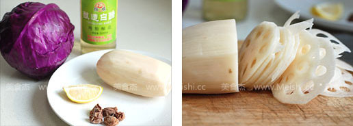 Purple Cabbage Lotus Root Slices recipe