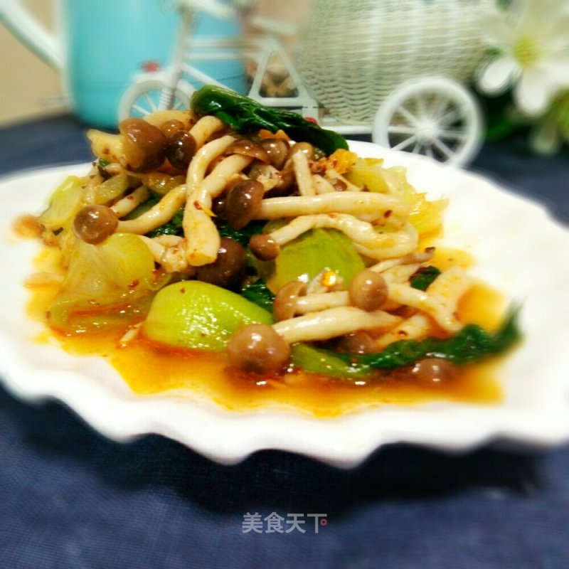 Mushrooms Mixed with Rape recipe