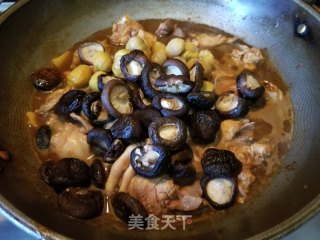 Braised Chicken with Mushrooms, Yuba and Chestnuts recipe