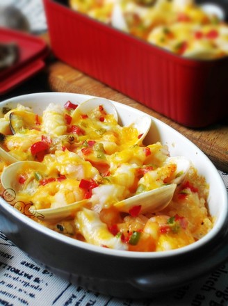 Cheese and Seafood Baked Rice
