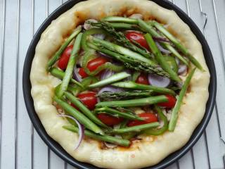 Pizza with Bacon, Mushroom and Mixed Vegetables recipe