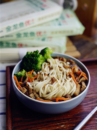 Noodle Soup with Sprouts, Carrot and Shredded Pork