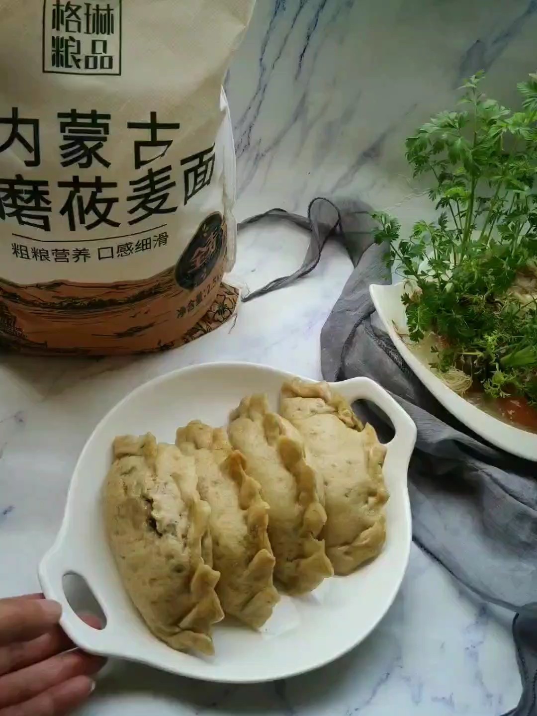 Steamed Vegetarian Dumplings with Noodles