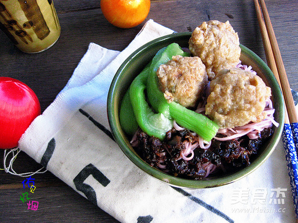 Purple Sweet Potato Noodles with Mushroom Sauce recipe