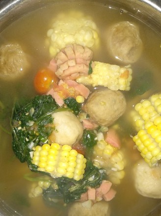 Vegetable Soup with Corn Meatballs recipe